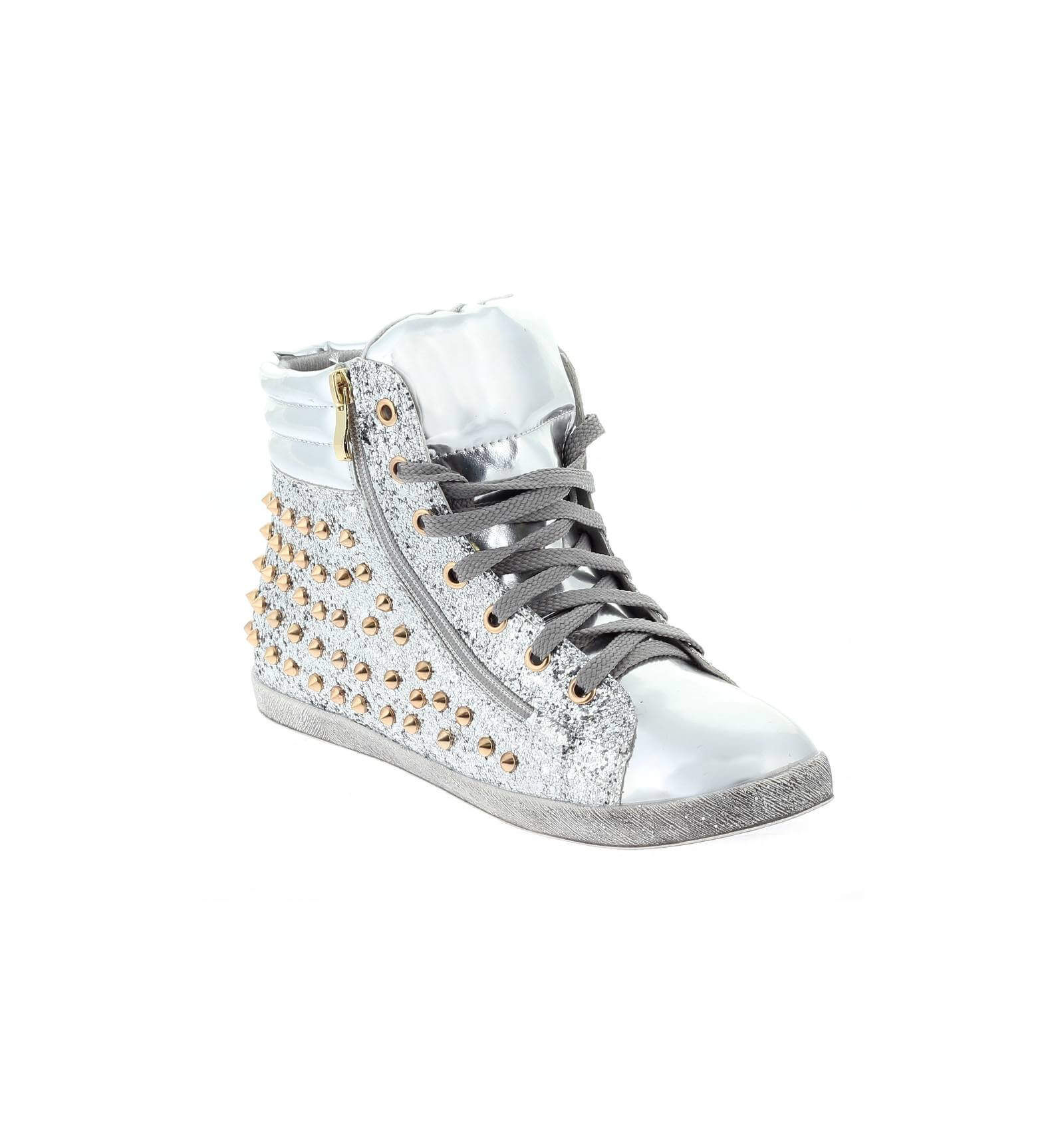 basket bleu paillette femme