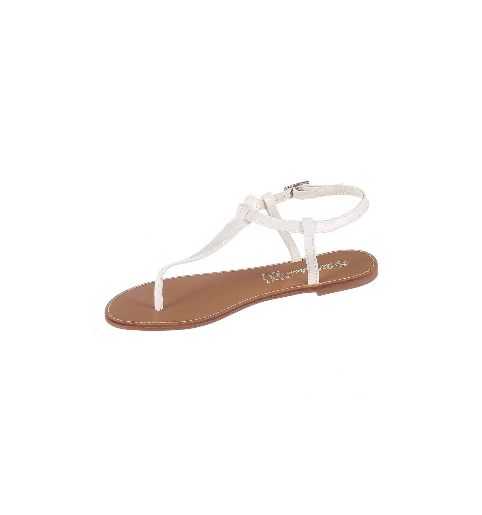 ...  Chaussures  Sandales  Sandales femme plates blanc verni IBIZA