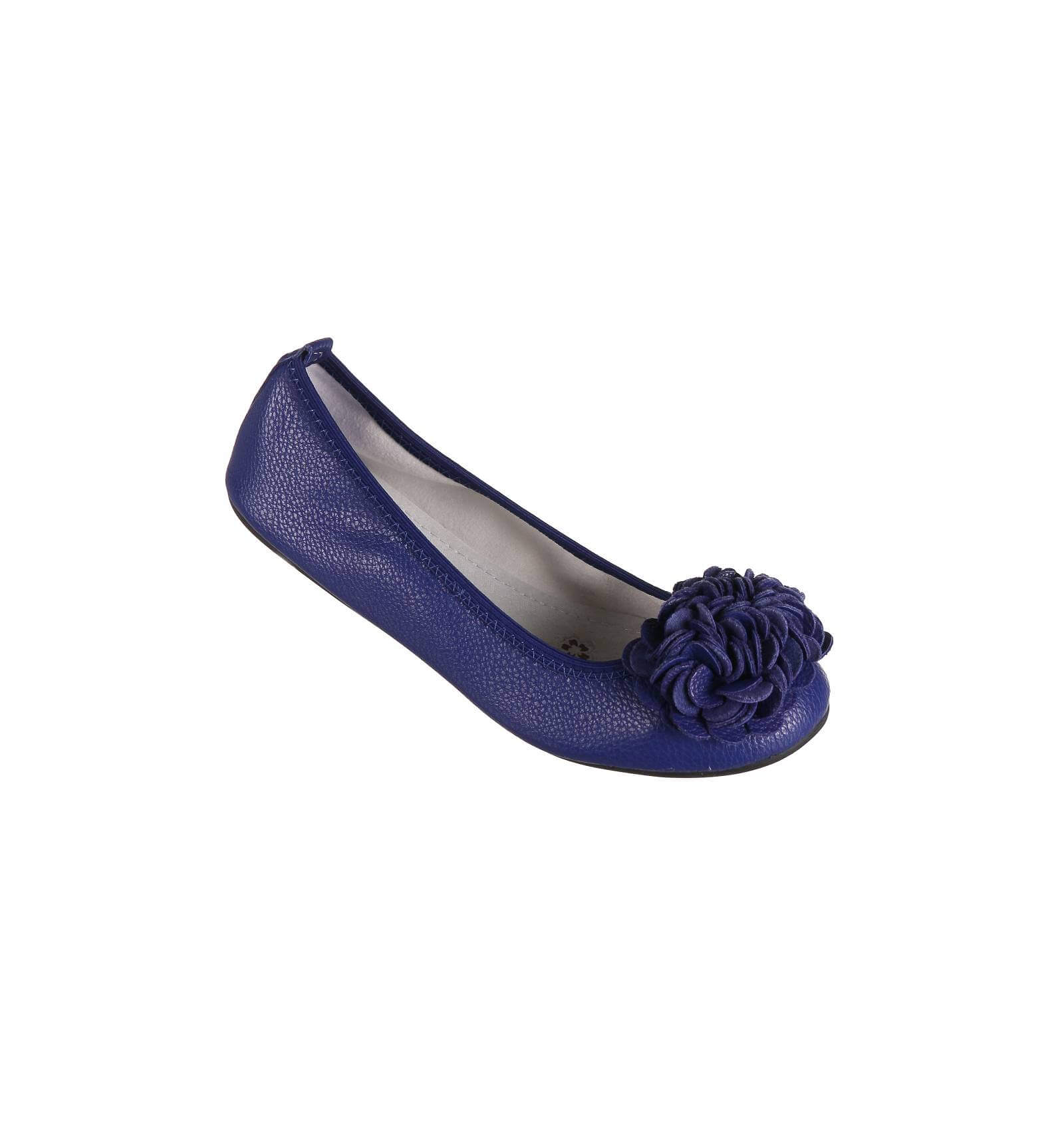 Ballerines femme souples bleu électrique à fleur MONCEAU