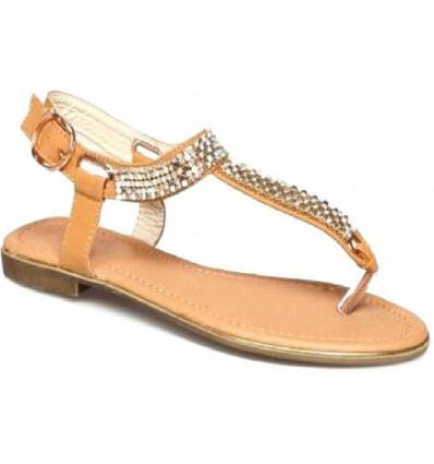 Sandales femme à strass camel ARIANE