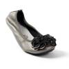 Ballerines gris métal femme simili cuir à fleur MONCEAU