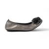 Ballerines gris métal femme à fleur MONCEAU
