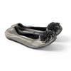 Ballerines gris métal femme simili cuir à fleur MONCEAU