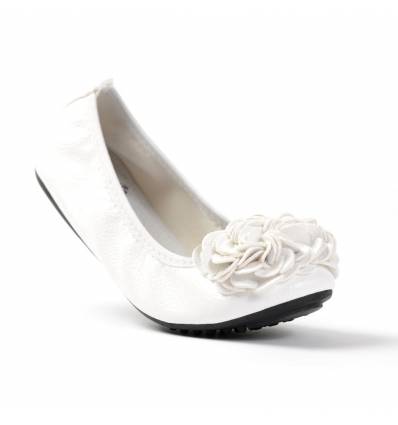 Ballerines blanches femme à fleur MONCEAU