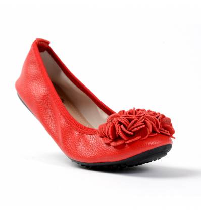 Ballerines rouge femme avec fleur MONCEAU