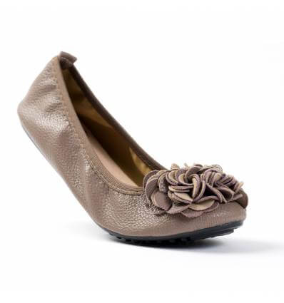 Ballerines taupe femme à fleur MONCEAU