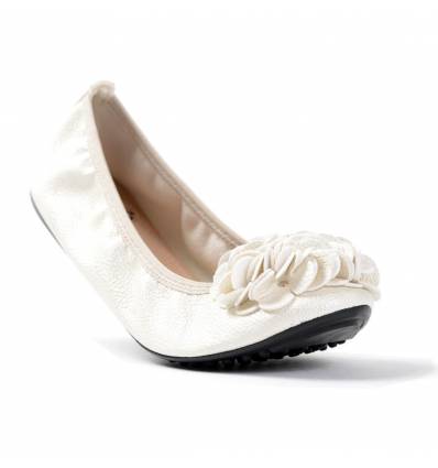 Ballerines blanc cassé femme à fleur MONCEAU