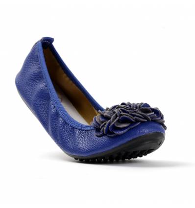 Ballerines bleu royal femme à fleur MONCEAU