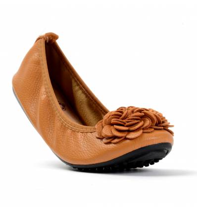 Ballerines camel femme à fleur MONCEAU