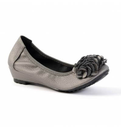 Ballerines femme compensées gris métal à fleur BELLEVILLE