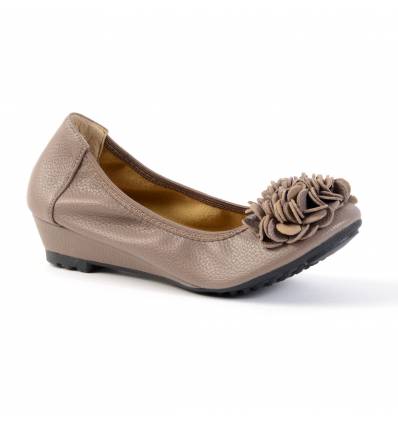 Ballerines femme compensées taupe à fleur BELLEVILLE