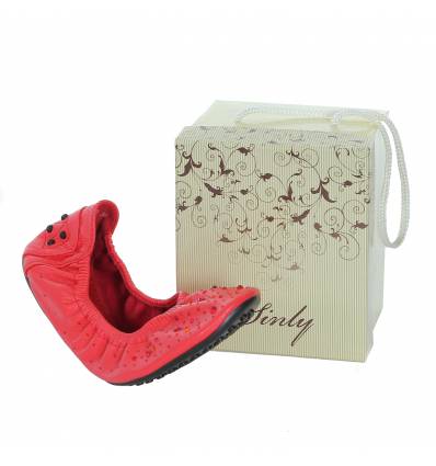 Ballerines femme souples rouge à perle Léonie
