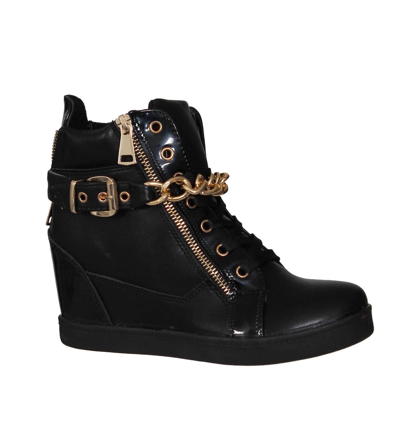 basket compensée noire femme