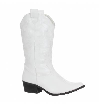 Bottes femme simili cuir brodé blanc WESTERN