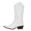 Bottes femme simili cuir brodé blanc WESTERN