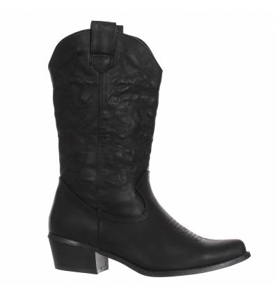 Bottes femme simili cuir bout pointu noir WESTERN