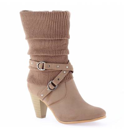 Bottines femme plissée kaki NOVA