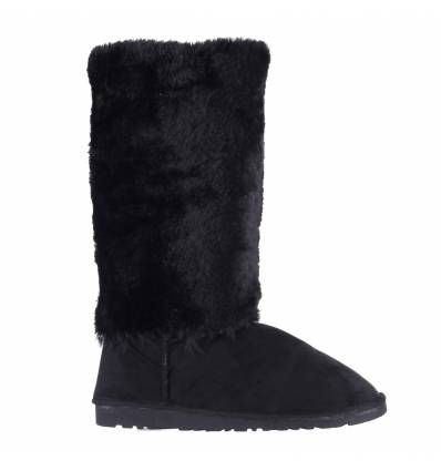 Bottes femme imperméable à fourrure noire Zita