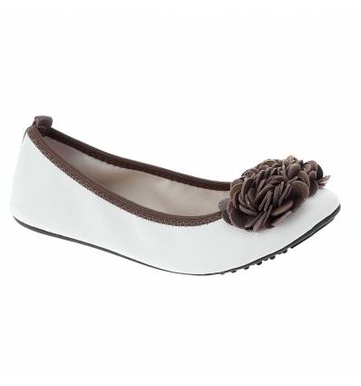 Ballerines blanc et taupe femme à fleur MONCEAU