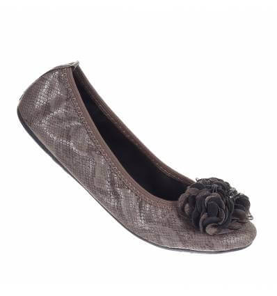 Ballerines beige foncé serpent femme à fleur MONCEAU