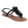 Sandales plates à fleur noir MALAGA