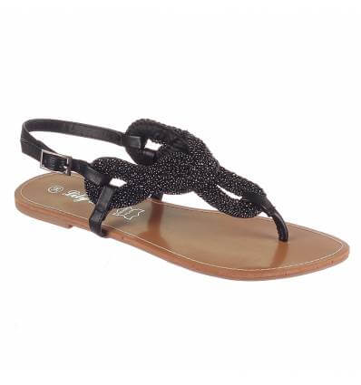 Sandales femme simili cuir noir SABRINA