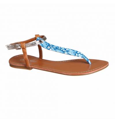 Sandales femme fleurie bleu clair FLORIDA