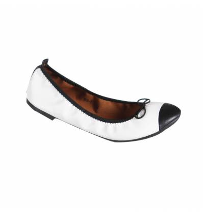 Ballerines femme souples blanc et noir MADDY