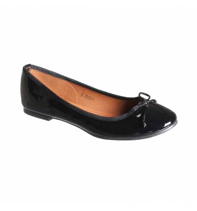 Ballerines femme simili cuir noire verni Jany