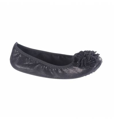 Ballerines noir python femme simili cuir à fleur MONCEAU