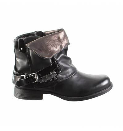 Bottines femme simili cuir mat noire CATALINA