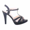 MAILY black faux leather strapped women's high-heeled sandal
