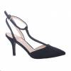 DALLY black suede look stiletto heel court shoe with strass