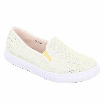 Baskets femme sans lacets avec strass jaune OMELLA