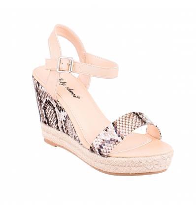 Sandales femme compensée serpent beige CATHIE