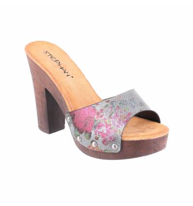 Sabot femme simili cuir à fleur verni Laurianne