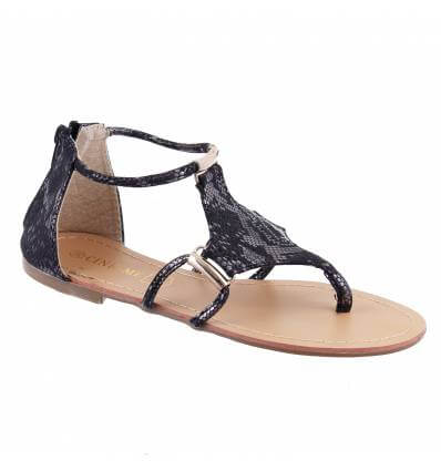 Sandales femme simili cuir aspect serpent noir MIRA