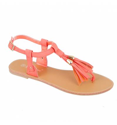 IBIZA fuchsia patent faux leather flat sandal