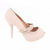 Escarpins femme aspect daim à strass beige JENNIFER