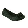 Ballerines femme plate simili cuir granulée à fleur noire Lucie