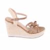 FANNY khaki rope look strapped women's wedge sandals 
