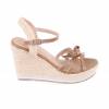 FANNY khaki rope look strapped women's wedge sandals  