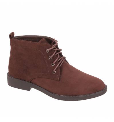 Derbies femme aspect daim montante à lacets marron Romane