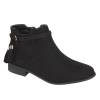 Bottines femme basse aspect daim noire à franges DÉBORAH