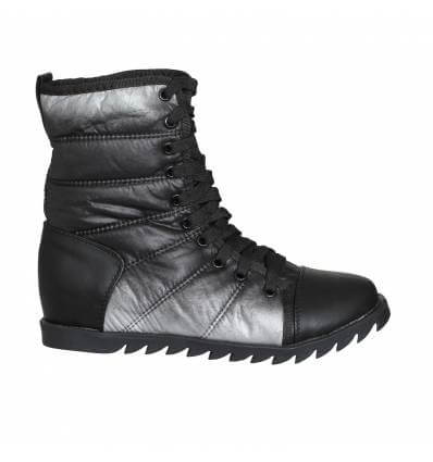 Bottines femme matelassées noir et blanc Natalia