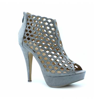 Escarpins femme aspect daim gris PERLA