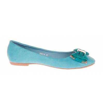 Ballerines plates femme simili cuir à strass turquoise MAGALY