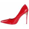 Chaussure escarpins femme talon aiguille bout pointu rouge verni LONDON