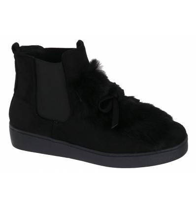 Bottines femme effet daim à fourrure noir Bristol