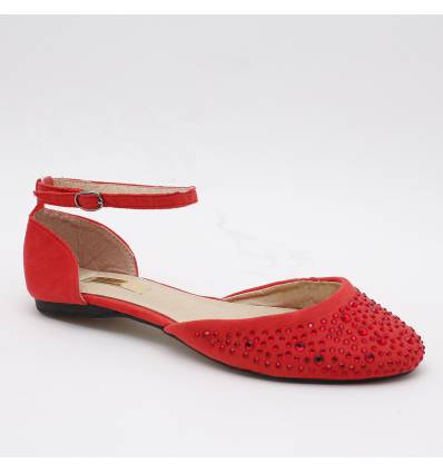 Ballerines femme strass rouge BRIGITTE